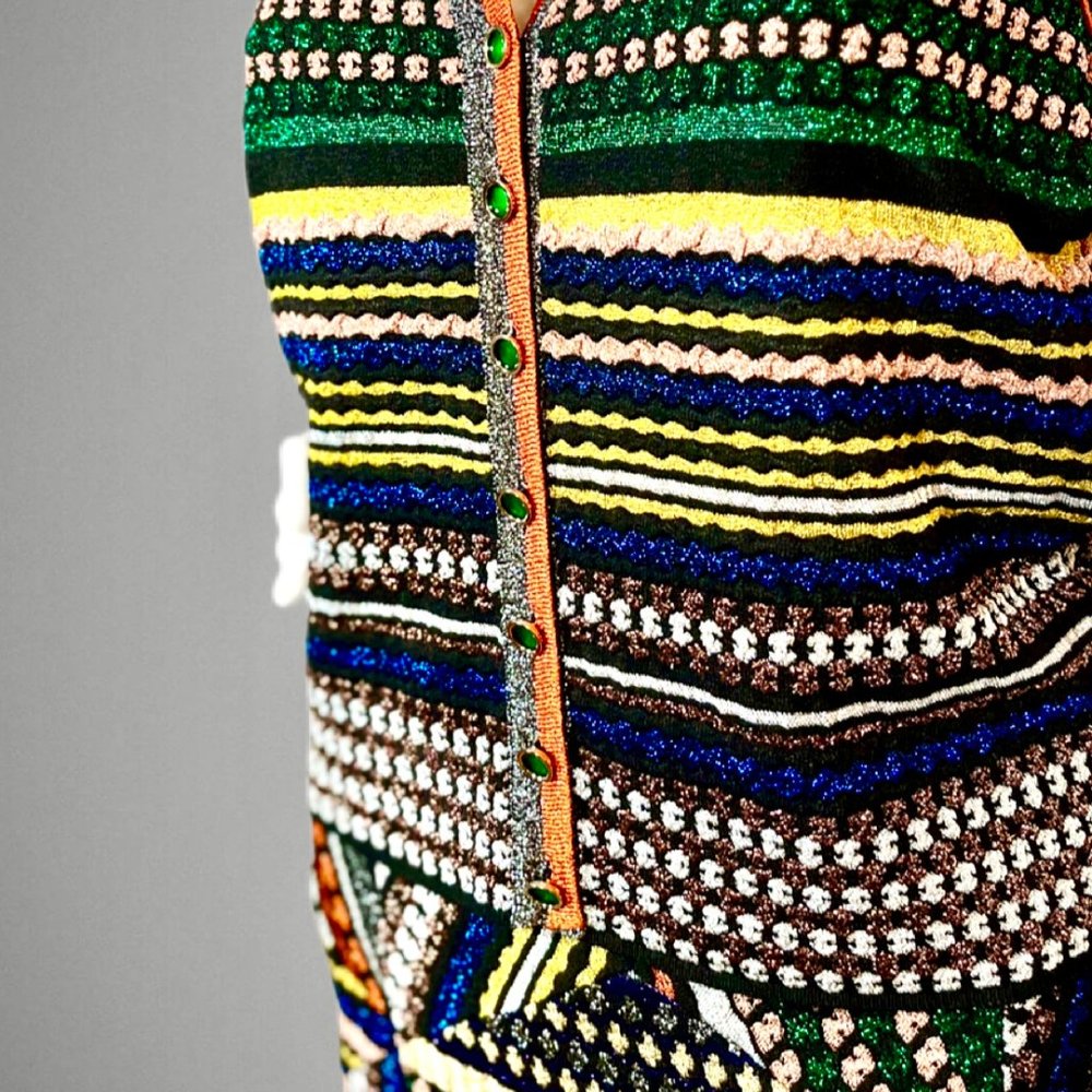 ⭐️ SALE: $1140 Orange Label MISSONI Metallic Knit Cardigan Vest Size 6 - Picture 6 of 14